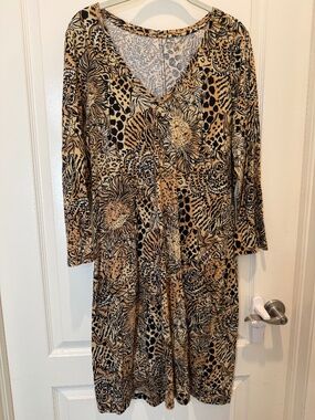NWOT Lilly Pulitzer Long-Sleeved Wild Cat Print Dress, XL